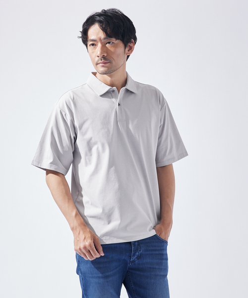ABAHOUSE GRAY（アバハウスグレイ）の「【速乾 / DRY MAX】半袖ポロシャツ（ポロシャツ・メンズ・ホワイト/グレイッシュベージュ/グレイッシュブルー/チャコールグレー/ブラック・44/46/48/50）」の4枚目の写真