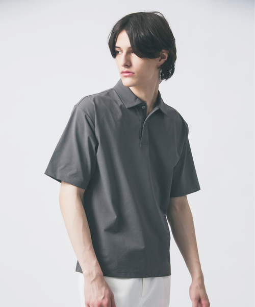 ABAHOUSE GRAY（アバハウスグレイ）の「【速乾 / DRY MAX】半袖ポロシャツ（ポロシャツ・メンズ・ホワイト/グレイッシュベージュ/グレイッシュブルー/チャコールグレー/ブラック・44/46/48/50）」の5枚目の写真