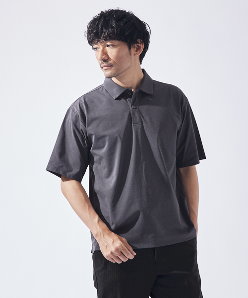 ABAHOUSE GRAY（アバハウスグレイ）の「【速乾 / DRY MAX】半袖ポロシャツ（ポロシャツ・メンズ・ホワイト/グレイッシュベージュ/グレイッシュブルー/チャコールグレー/ブラック・44/46/48/50）」の3枚目の写真