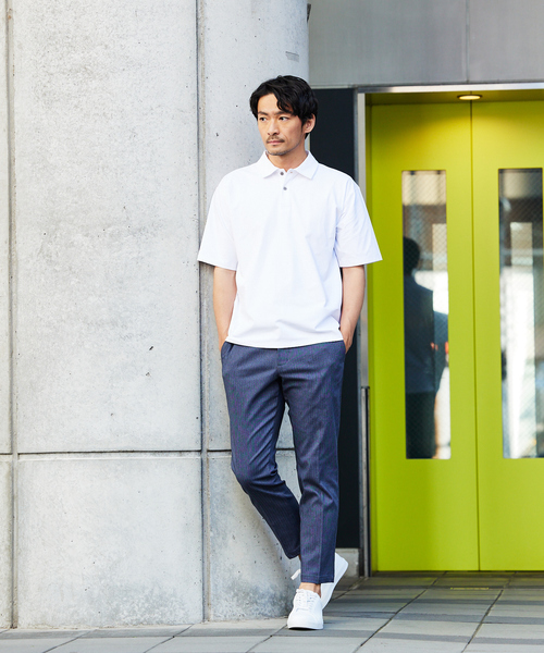 ABAHOUSE GRAY（アバハウスグレイ）の「【速乾 / DRY MAX】半袖ポロシャツ（ポロシャツ・メンズ・ホワイト/グレイッシュベージュ/グレイッシュブルー/チャコールグレー/ブラック・44/46/48/50）」の6枚目の写真