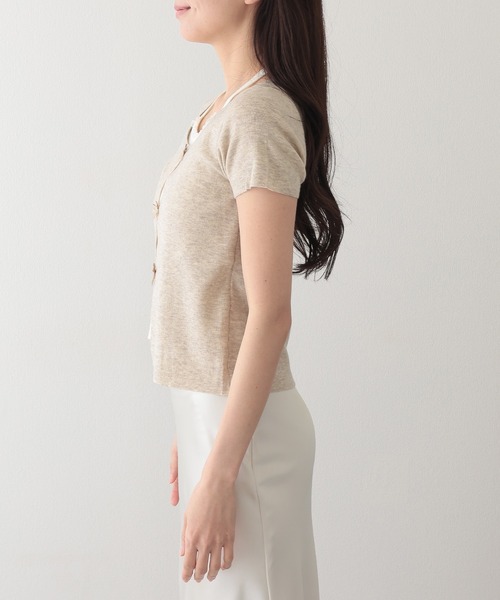 Lace Ladies(レースレディース)の「ホルターネック リボン付き ドッキング 半袖 ニット トップス(ニット/セーター・レディース・アイボリー/グレイッシュベージュ/グレー/ブルー・FREE)」の18枚目の写真