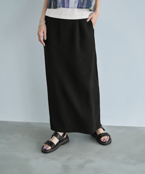 STYLE DELI（スタイルデリ）の「カバー効果抜群のマキシ丈ナロースカート（スカート・レディース・チャコールグレー/ブラック・01/02）」の2枚目の写真