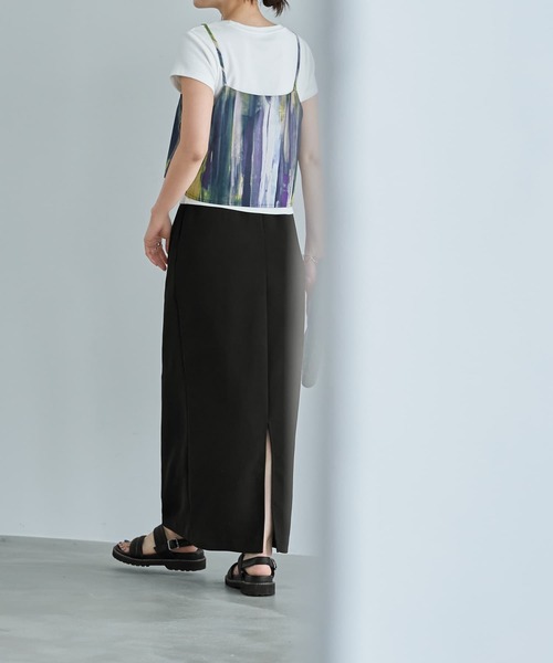 STYLE DELI（スタイルデリ）の「カバー効果抜群のマキシ丈ナロースカート（スカート・レディース・チャコールグレー/ブラック・01/02）」の10枚目の写真
