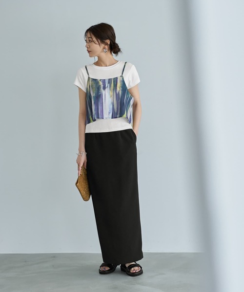 STYLE DELI（スタイルデリ）の「カバー効果抜群のマキシ丈ナロースカート（スカート・レディース・チャコールグレー/ブラック・01/02）」の6枚目の写真