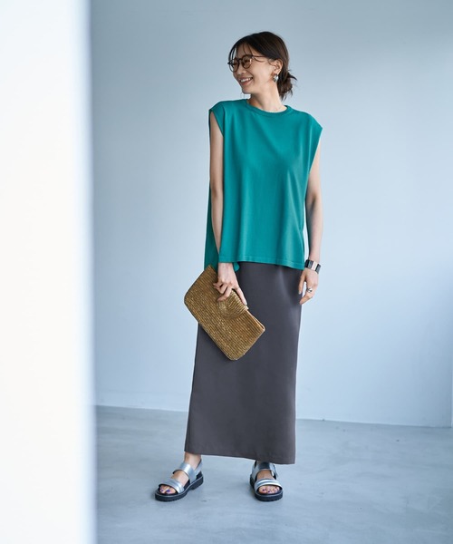 STYLE DELI（スタイルデリ）の「カバー効果抜群のマキシ丈ナロースカート（スカート・レディース・チャコールグレー/ブラック・01/02）」の5枚目の写真