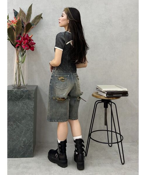 EVRIS（エヴリス）の「バイカラープレーティングバックオープンニット（ニット/セーター・レディース・イエロー/ブラック/ブルー・FREE）」の14枚目の写真