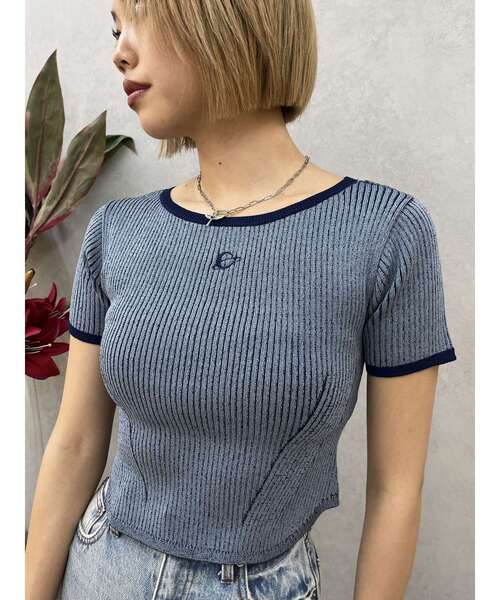 EVRIS（エヴリス）の「バイカラープレーティングバックオープンニット（ニット/セーター・レディース・イエロー/ブラック/ブルー・FREE）」の16枚目の写真