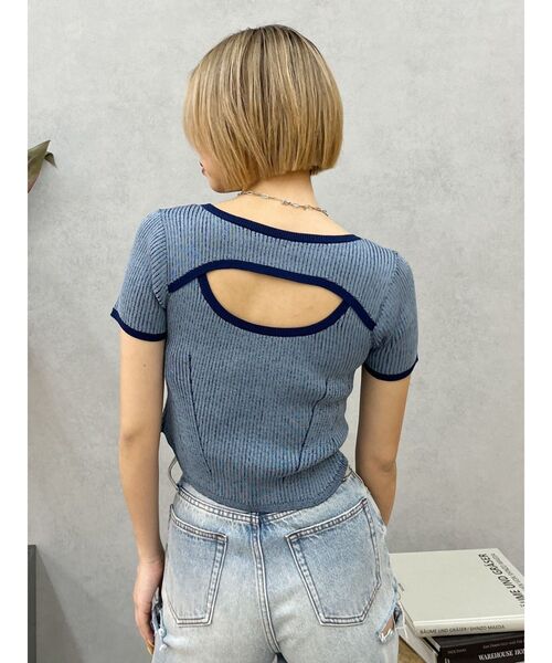 EVRIS（エヴリス）の「バイカラープレーティングバックオープンニット（ニット/セーター・レディース・イエロー/ブラック/ブルー・FREE）」の18枚目の写真