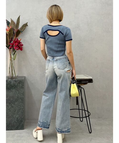 EVRIS（エヴリス）の「バイカラープレーティングバックオープンニット（ニット/セーター・レディース・イエロー/ブラック/ブルー・FREE）」の21枚目の写真