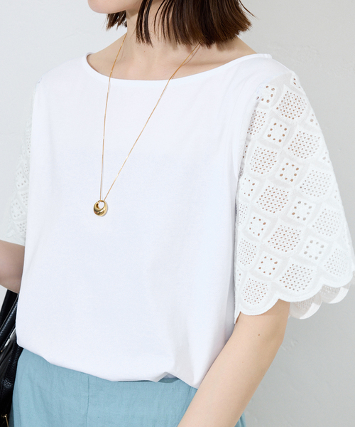 SLOBE IENA（スローブイエナ）の「レースコンビプルオーバー（Tシャツ