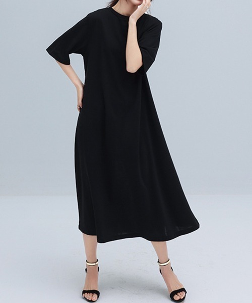 Coo+i（クーイ）の「バック切り替え半袖ワンピース（ワンピース・レディース・ブラック・FREE）」の5枚目の写真