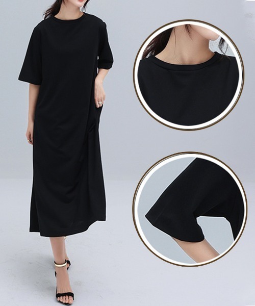 Coo+i（クーイ）の「バック切り替え半袖ワンピース（ワンピース・レディース・ブラック・FREE）」の3枚目の写真