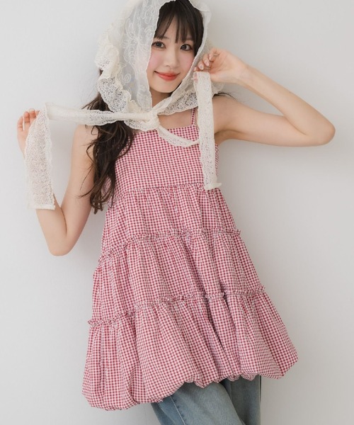 ems excite(エムズエキサイト)の「バルーンミニキャミOP(ワンピース・レディース・ホワイト/レッド系その他2/ブラック/ブルー系その他2・FREE)」の4枚目の写真