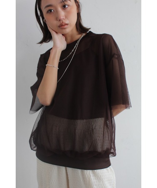 tシャツ 「 AGAWD / アガウド 」Mesh Layered Pullover / メッシュレイヤードプルオーバー　 レディース メンズ AGAWD / アガウド 】Mesh Layered Pullover / メッシュ