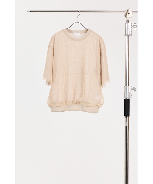 SALE30%OFF アガウド AGAWD トップス 25春夏 Mesh Layered Pullover メッシュレイヤードプルオーバー ミドル丈 半袖 シアー 透け感 チュール 2225-6010 SALE30%OFF】【即納】 アガウド AGAWD トップス 25春夏 Mesh