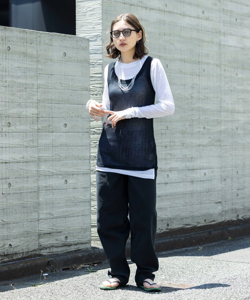 tシャツ ESLOW/エスロー  LAYERED TOP レイヤードトップ ノースリーブ レディース セール】ESLOW/エスロー LAYERED TOP レイヤードトップ