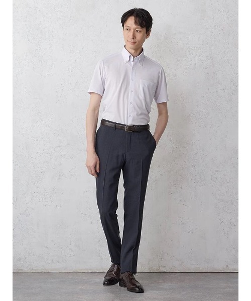 Perfect Suit FActory(パーフェクトスーツファクトリー)の「【冷感/完全ノーアイロン】半袖アイシャツ【アイスセンサー】ボタンダウン ホワイト/サックス/ラベンダー(ビジネスシャツ・メンズ・ラベンダー/ホワイト/サックスブルー・LL/3L/L/M/S)」の9枚目の写真