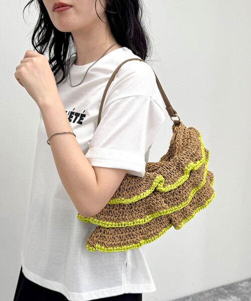 fredy emue（フレディエミュ）の「フリルペーパー2WAYショルダーバッグ（かごバッグ・レディース・ブラック系その他3/イエロー系その他3・FREE）」の6枚目の写真