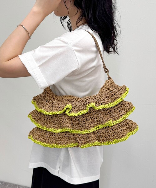 fredy emue（フレディエミュ）の「フリルペーパー2WAYショルダーバッグ（かごバッグ・レディース・ブラック系その他3/イエロー系その他3・FREE）」の7枚目の写真