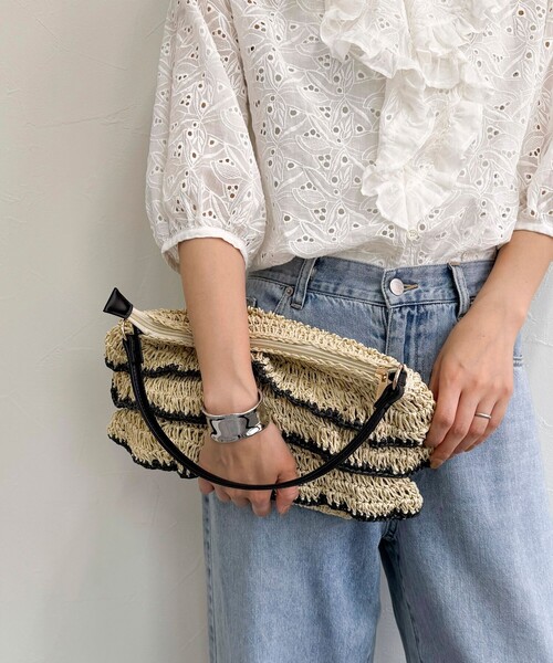 fredy emue（フレディエミュ）の「フリルペーパー2WAYショルダーバッグ（かごバッグ・レディース・ブラック系その他3/イエロー系その他3・FREE）」の9枚目の写真