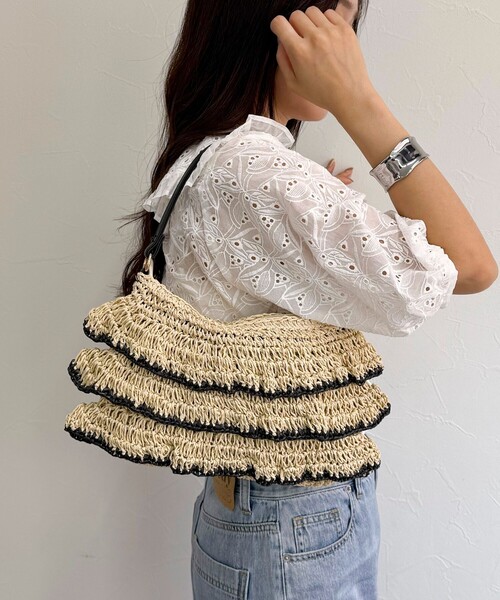 fredy emue（フレディエミュ）の「フリルペーパー2WAYショルダーバッグ（かごバッグ・レディース・ブラック系その他3/イエロー系その他3・FREE）」の10枚目の写真