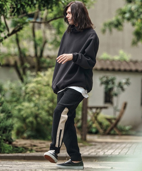 CAMBIO（カンビオ）の「mp13812- Sheep Like Boa Synthetic Leather Side Zip Jogger Pants レザージョガーパンツ（その他パンツ・メンズ・オリーブ×ブラック/ブラック×ホワイト/ブラック×ブラック・S/M/L）」の20枚目の写真
