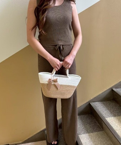 alo yoga セットアップ　ブラウン　ワッフル素材 alo yoga セットアップ ブラウン ワッフル素材 上下セット