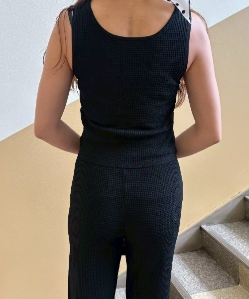 LETee(レティー)の「ワッフル素材のタンクトップ&パンツ セットアップ(セットアップ・レディース・グレー/ブラック/ブラウン・FREE)」の14枚目の写真
