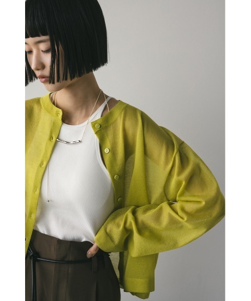 STYLEMIXER(スタイルミキサー)の「ウォッシャブルリネンニットカーディガン(カーディガン/ボレロ・レディース・ホワイト/ライム/ブラック・FREE)」の6枚目の写真