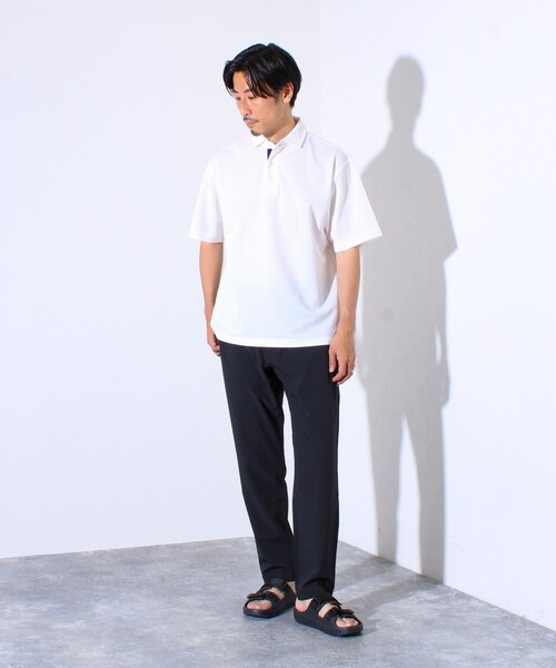 GLOSTER（グロスター）の「”速乾性・ストレッチ性・抗ピリング性・耐洗濯性” PERFECTEX ハイツイストカノコテープポロ（ポロシャツ・メンズ・ブラック/グレイッシュブルー/ホワイト・S/M/L）」の9枚目の写真