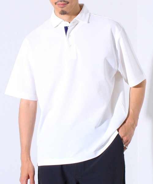 GLOSTER（グロスター）の「”速乾性・ストレッチ性・抗ピリング性・耐洗濯性” PERFECTEX ハイツイストカノコテープポロ（ポロシャツ・メンズ・ブラック/グレイッシュブルー/ホワイト・S/M/L）」の10枚目の写真