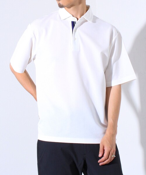 GLOSTER（グロスター）の「”速乾性・ストレッチ性・抗ピリング性・耐洗濯性” PERFECTEX ハイツイストカノコテープポロ（ポロシャツ・メンズ・ブラック/グレイッシュブルー/ホワイト・S/M/L）」の11枚目の写真