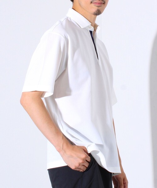 GLOSTER（グロスター）の「”速乾性・ストレッチ性・抗ピリング性・耐洗濯性” PERFECTEX ハイツイストカノコテープポロ（ポロシャツ・メンズ・ブラック/グレイッシュブルー/ホワイト・S/M/L）」の14枚目の写真