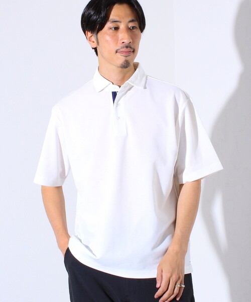 GLOSTER（グロスター）の「”速乾性・ストレッチ性・抗ピリング性・耐洗濯性” PERFECTEX ハイツイストカノコテープポロ（ポロシャツ・メンズ・ブラック/グレイッシュブルー/ホワイト・S/M/L）」の15枚目の写真