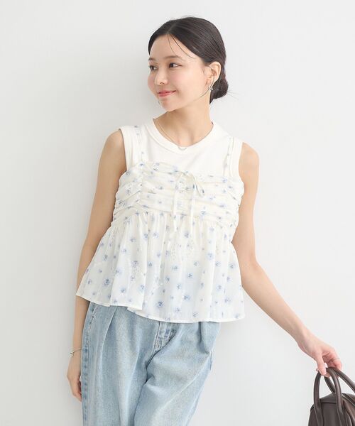 セール】花柄ギャザーキャミビスチェ（ベスト）｜earth