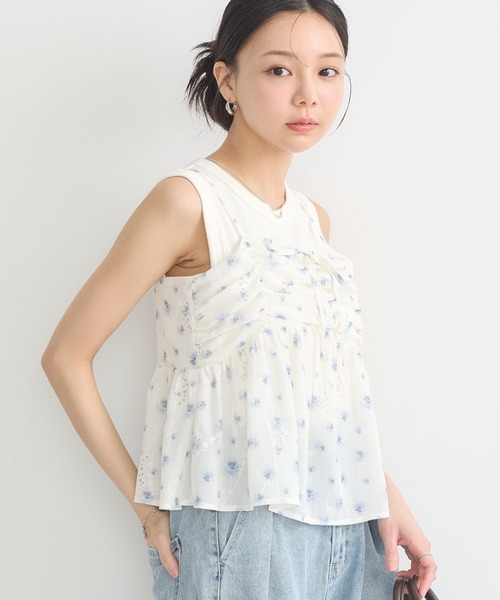 アースミュージックアンドエコロジー　まとめ売り 花柄ギャザーキャミビスチェ（ベスト）｜earth music&ecology