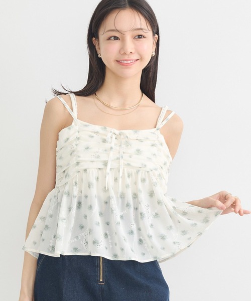 セール】花柄ギャザーキャミビスチェ（ベスト）｜earth