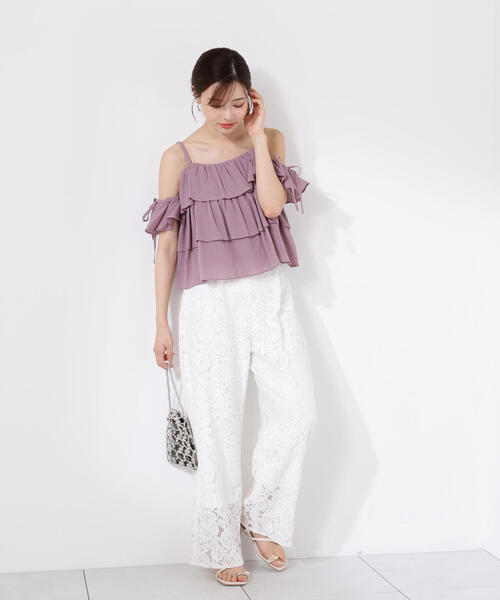 PROPORTION BODY DRESSING(プロポーションボディドレッシング)の「<E>レースワイドパンツ / 1215237700(その他パンツ・レディース・ブラック/ホワイト・SMALL/MEDIUM)」の16枚目の写真
