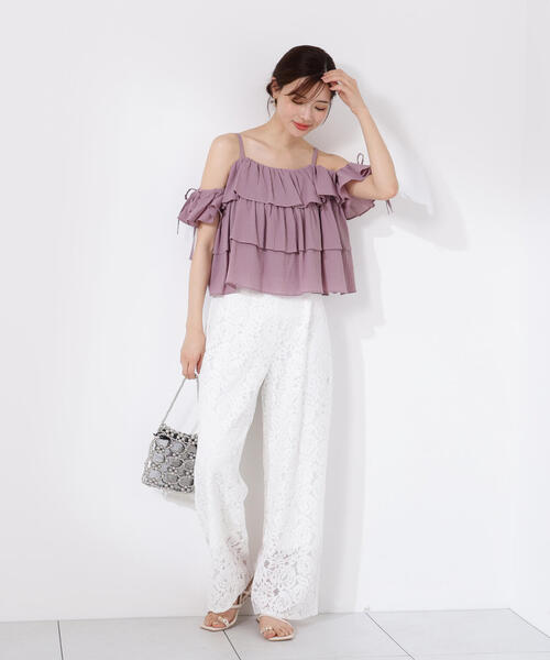 PROPORTION BODY DRESSING(プロポーションボディドレッシング)の「<E>レースワイドパンツ / 1215237700(その他パンツ・レディース・ブラック/ホワイト・SMALL/MEDIUM)」の1枚目の写真