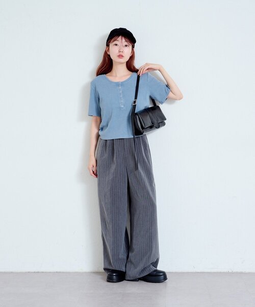 ★ちぇりー★ 新色追加/5色展開/XS.Fサイズ展開】ピグメントヘンリーTEE