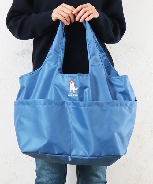 Per sist ence(パーシエンス)の「アニマル刺繍/カゴラクエコバッグ(エコバッグ/サブバッグ・レディース・ブルー/グレー/ブラック/グリーン/オレンジ・ONE SIZE)」の6枚目の写真