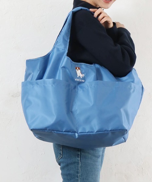 Per sist ence(パーシエンス)の「アニマル刺繍/カゴラクエコバッグ(エコバッグ/サブバッグ・レディース・ブルー/グレー/ブラック/グリーン/オレンジ・ONE SIZE)」の7枚目の写真
