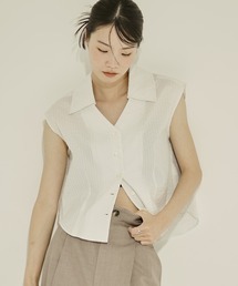 STUDIOUS | 【STUDIOUS/ステュディオス】Seersucker Sleeveless Shirt/シアサッカースリーブレスシャツ/ブラウス(シャツ/ブラウス)