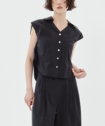 【STUDIOUS/ステュディオス】Seersucker Sleeveless Shirt/シアサッカースリーブレスシャツ/ブラウス