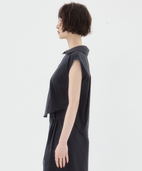 STUDIOUS(ステュディオス)の「【STUDIOUS/ステュディオス】Seersucker Sleeveless Shirt/シアサッカースリーブレスシャツ/ブラウス(シャツ/ブラウス・レディース・ブラック/ホワイト/ストライプ・FREE)」の22枚目の写真