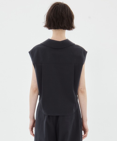 STUDIOUS(ステュディオス)の「【STUDIOUS/ステュディオス】Seersucker Sleeveless Shirt/シアサッカースリーブレスシャツ/ブラウス(シャツ/ブラウス・レディース・ブラック/ホワイト/ストライプ・FREE)」の21枚目の写真