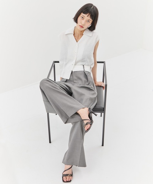 ブラウス シャツ 「STUDIOUS/ステュディオス」Seersucker Sleeveless Shirt/シアサッカースリーブレスシャツ/ブラウス セール】【STUDIOUS/ステュディオス】Seersucker Sleeveless