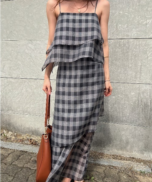 FREE STYLISTS(フリー スタイリスト)の「YUGA_YGMC Layered camisole dress(ワンピース・レディース・ブラック/ダークグレー/ライトグレー/オフホワイト・M/S)」の4枚目の写真