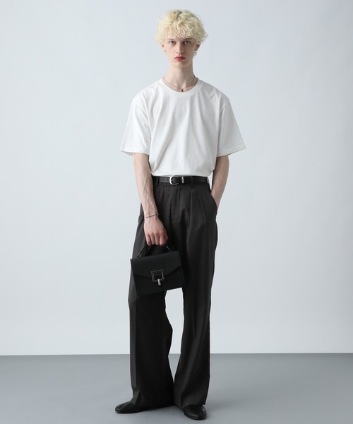 HARE（ハレ）の「ユルネックFINEFITカットソー(HARE)（Tシャツ/カットソー・メンズ・グレー/ホワイト/ベージュ/ブラック・SMALL/LARGE/MEDIUM）」の5枚目の写真