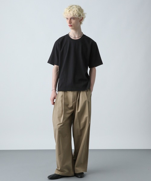 HARE（ハレ）の「ユルネックFINEFITカットソー(HARE)（Tシャツ/カットソー・メンズ・グレー/ホワイト/ベージュ/ブラック・SMALL/LARGE/MEDIUM）」の6枚目の写真